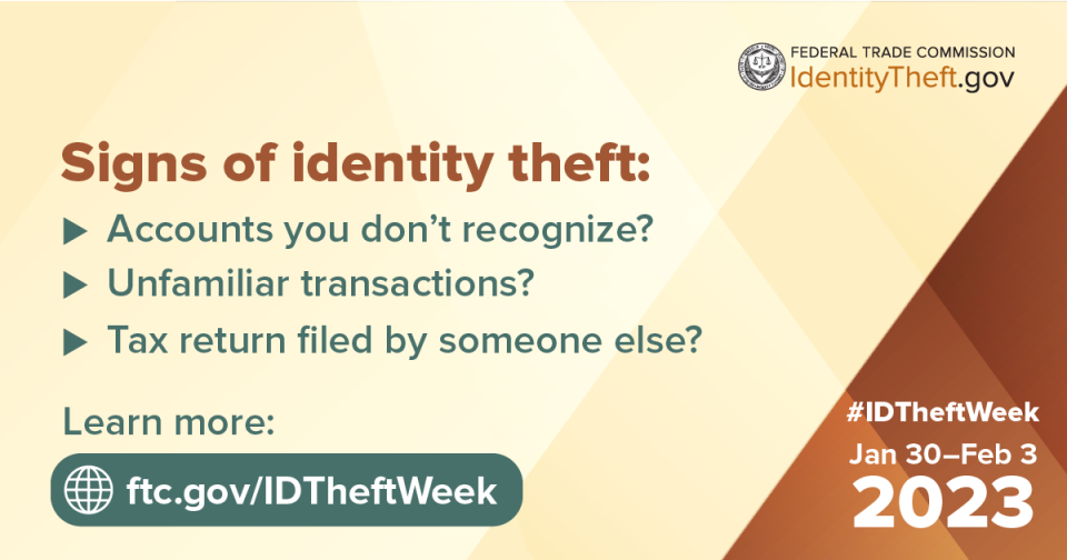 2023 Identity Theft Awareness Week Social Media Graphic - Signs