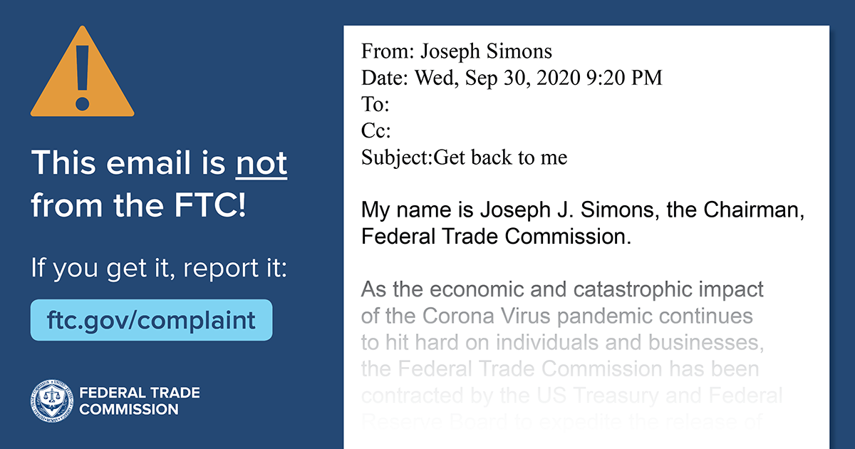 This email is NOT from the FTC