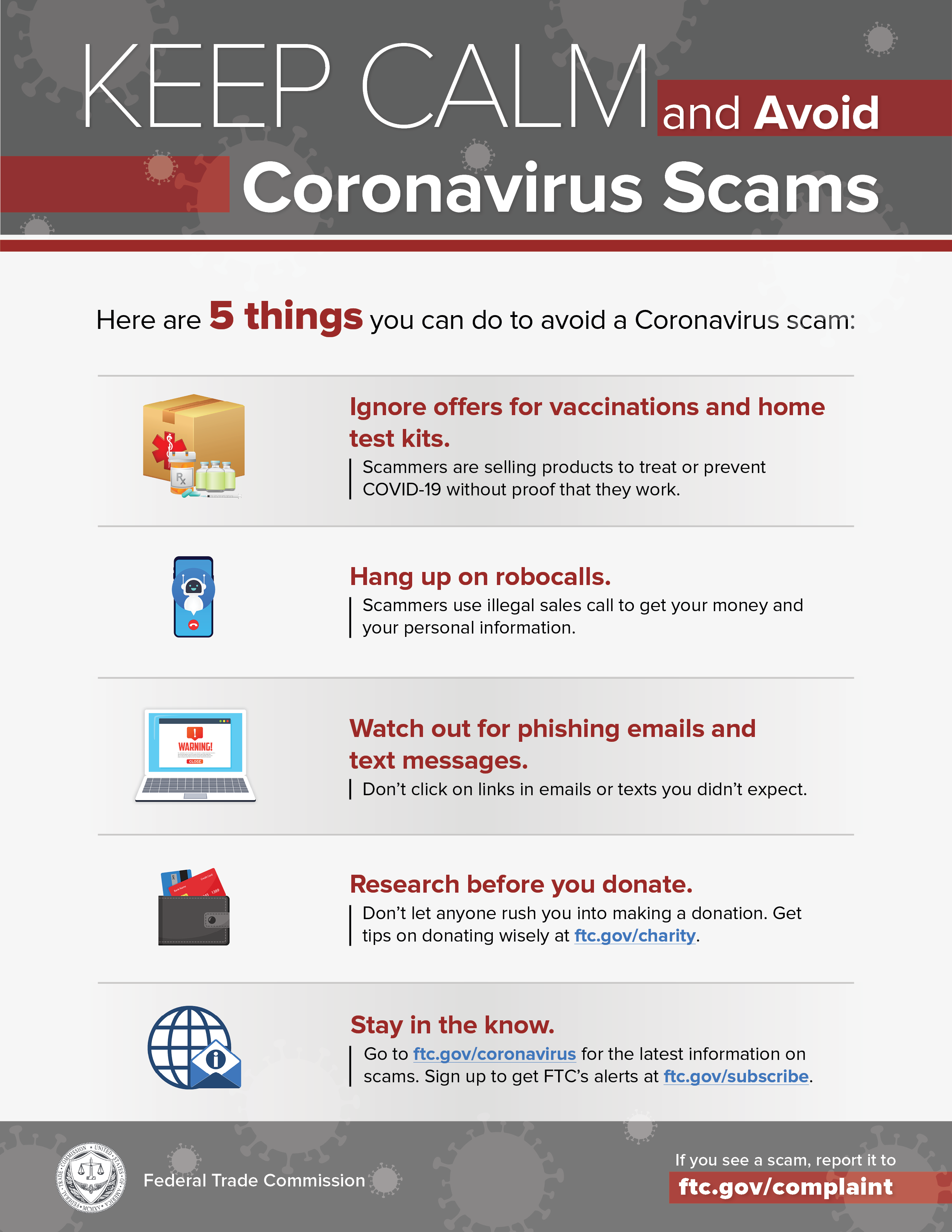 Infographic for Keep Calm and Avoid Coronavirus Scams