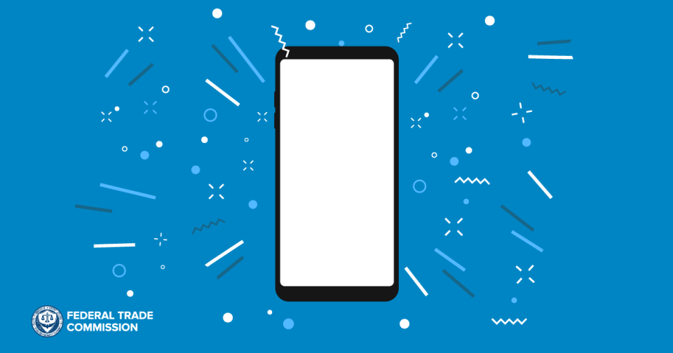 image of mobile phone on a blue background