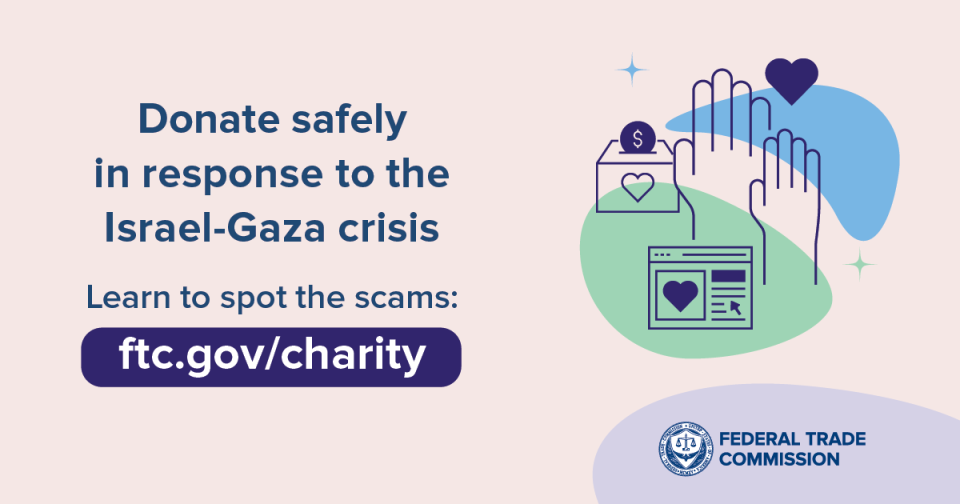 Donate safely in response to the Israel-Gaza crisis