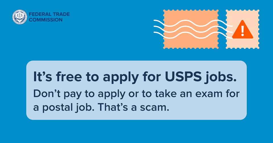 It's free to apply for USPS jobs. Don't pay to apply or take an exam for a postal job. That's a scam.