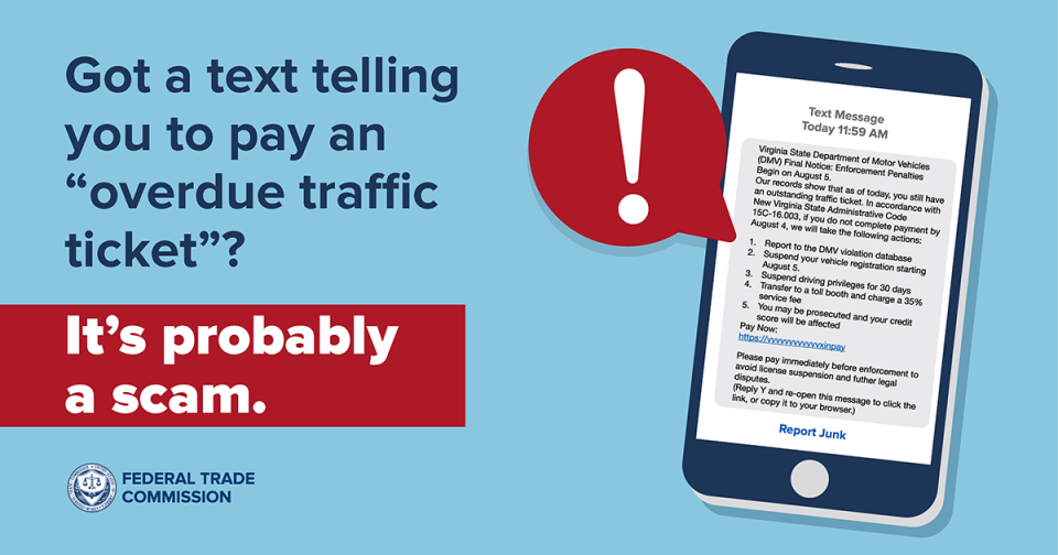 Overdue traffic ticket scam